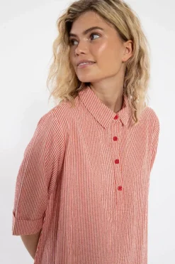 Danane Searsucker Dress Bright Red/Chalk