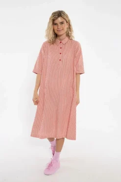 Danane Searsucker Dress Bright Red/Chalk