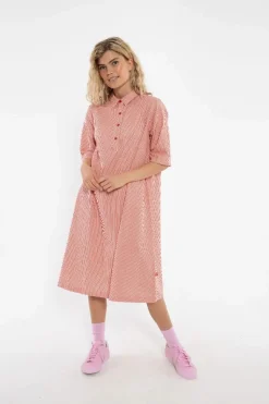 Danane Searsucker Dress Bright Red/Chalk