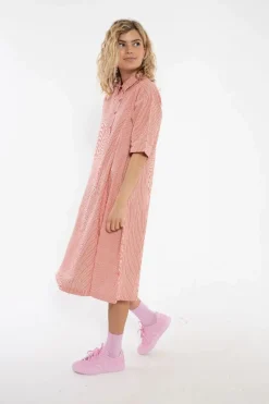Danane Searsucker Dress Bright Red/Chalk