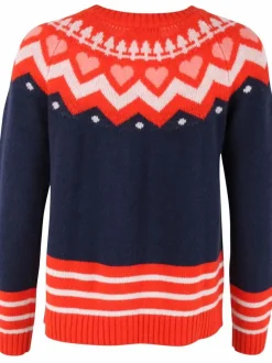 Dananja Wool Cardigan Navy/Bright Red/Chalk