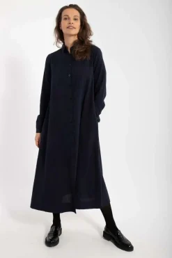 Danapril Ls Searsucker Dress Black/Marine