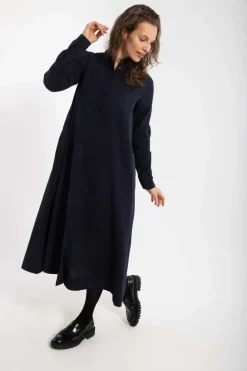 Danapril Ls Searsucker Dress Black/Marine