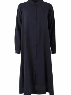 Danapril Ls Searsucker Dress Black/Marine
