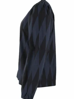 Danebette Poplin Shirt Black/Marine Diamonds