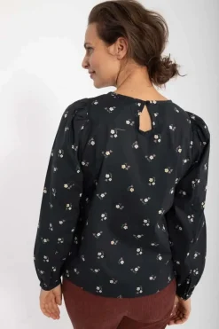 Danebette Poplin Shirt Black Miniflower