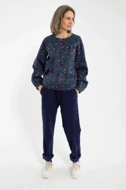 Danebette Poplin Shirt Grey Marine Botanical