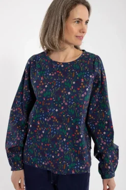 Danebette Poplin Shirt Grey Marine Botanical