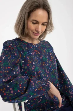 Danebette Poplin Shirt Grey Marine Botanical