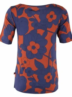 Daneboat Neck Viscose Tee Deep Marine/Rust Bloom Boom