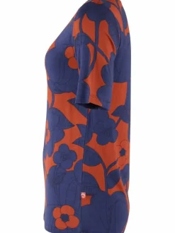 Daneboat Neck Viscose Tee Deep Marine/Rust Bloom Boom