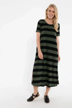 Danecasilda Viscose Dress Black/Dk Army