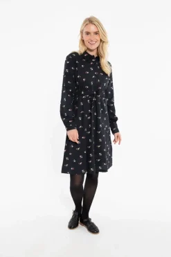 Daneditte Poplin Dress Black Miniflower