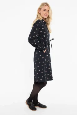 Daneditte Poplin Dress Black Miniflower