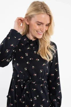 Daneditte Poplin Dress Black Miniflower