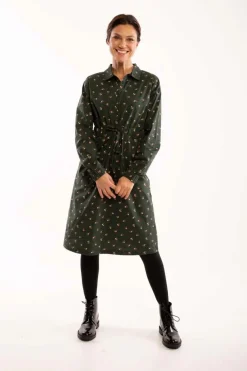 Daneditte Poplin Dress Deep Forest Miniflower