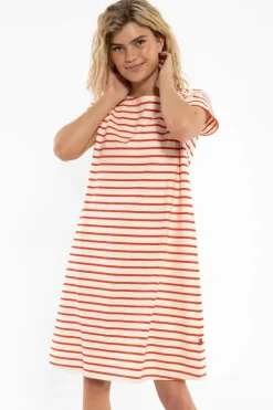 Danedomingo Heavy Cotton Dress Chalk/Bright Red