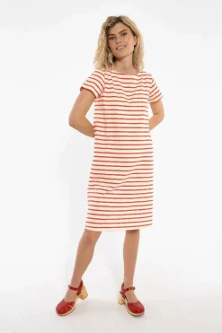 Danedomingo Heavy Cotton Dress Chalk/Bright Red