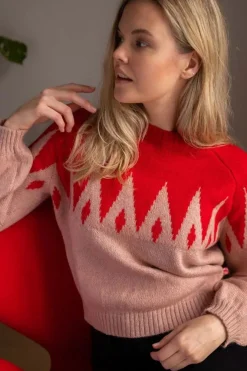 Danefantastic Icicles Wool Sweater Red/Powder Rose