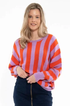 Danegenerous Wool Sweater Soft Viola/Bright Red