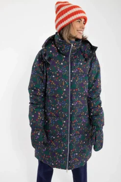 Daneget Down Winter Coat Aop Grey Marine Botanical