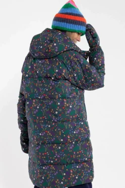 Daneget Down Winter Coat Aop Grey Marine Botanical