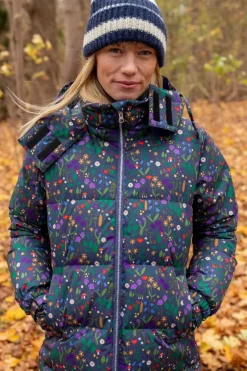 Daneget Down Winter Coat Aop Grey Marine Botanical
