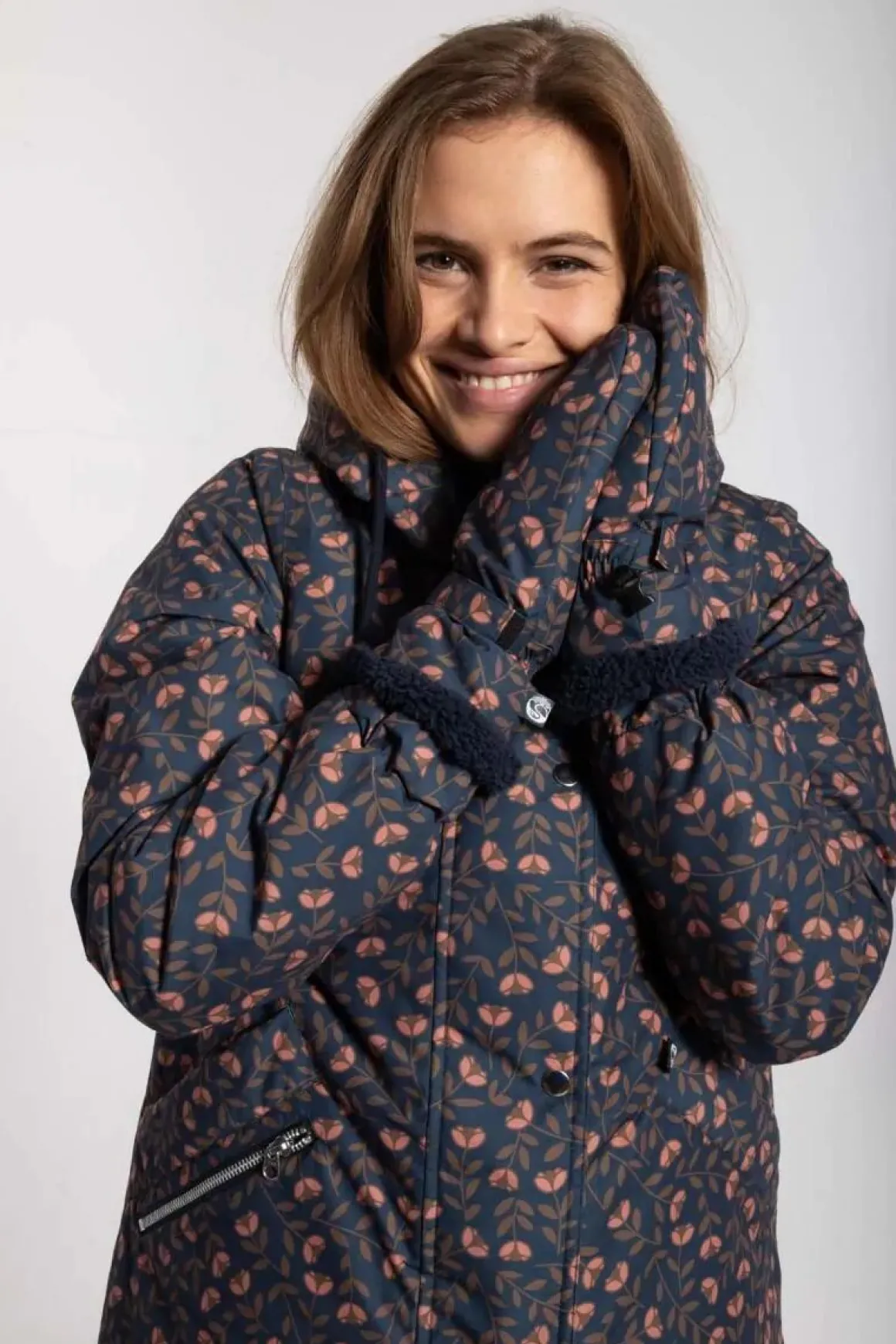Danehandy Mittens Navy Fleurie