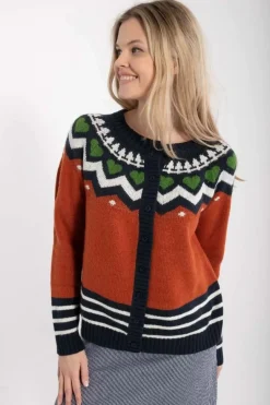Danehareskov Cardigan Brick/Dk Navy/Chalk