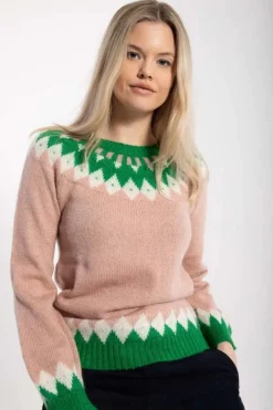 Danehot Stove Mohair Sweater Powder Rose/Chalk/Green