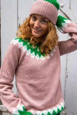 Danehot Stove Mohair Sweater Powder Rose/Chalk/Green