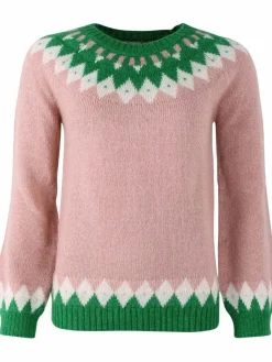 Danehot Stove Mohair Sweater Powder Rose/Chalk/Green