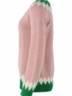 Danehot Stove Mohair Sweater Powder Rose/Chalk/Green