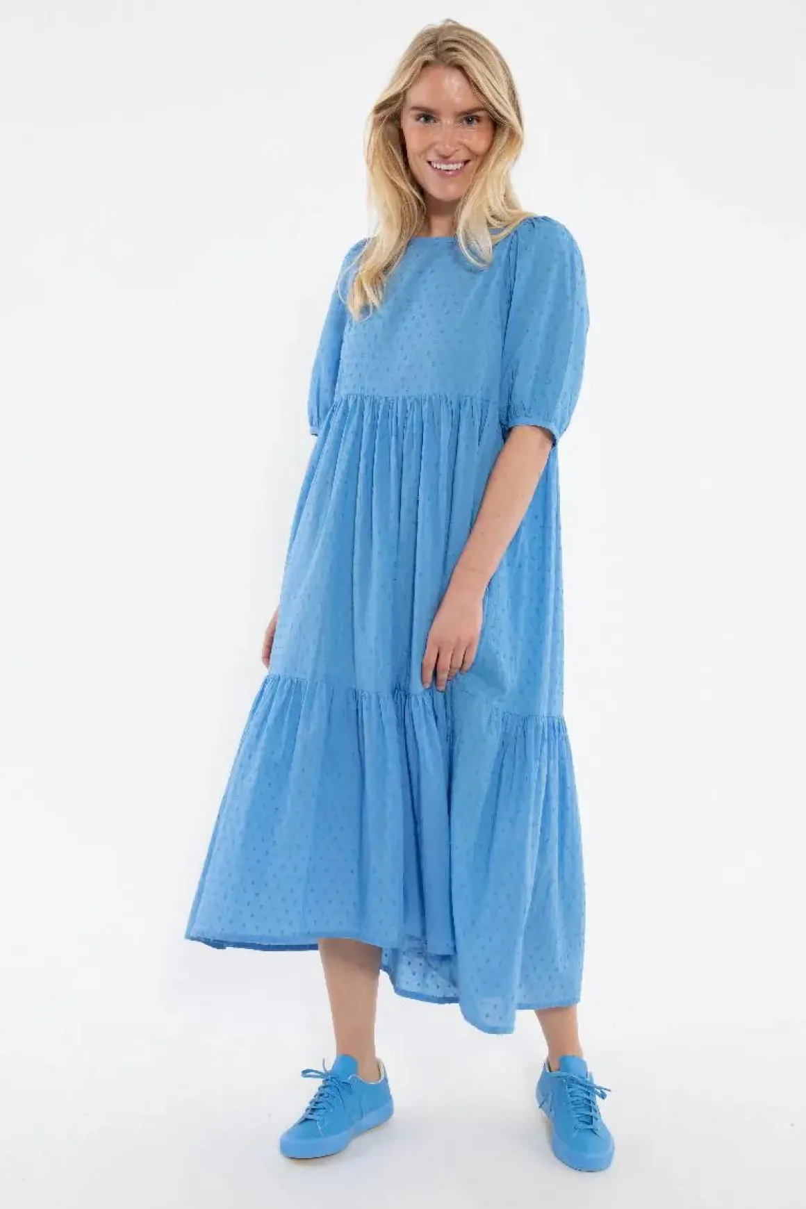 Danejuli Cotton Dot Dress Ice Blue