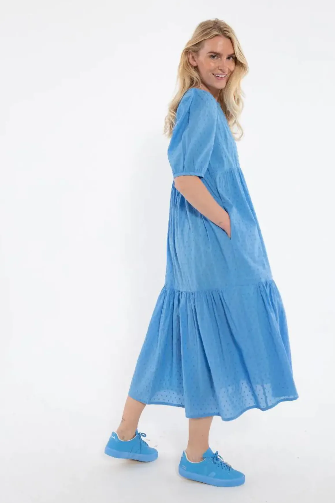 Danejuli Cotton Dot Dress Ice Blue