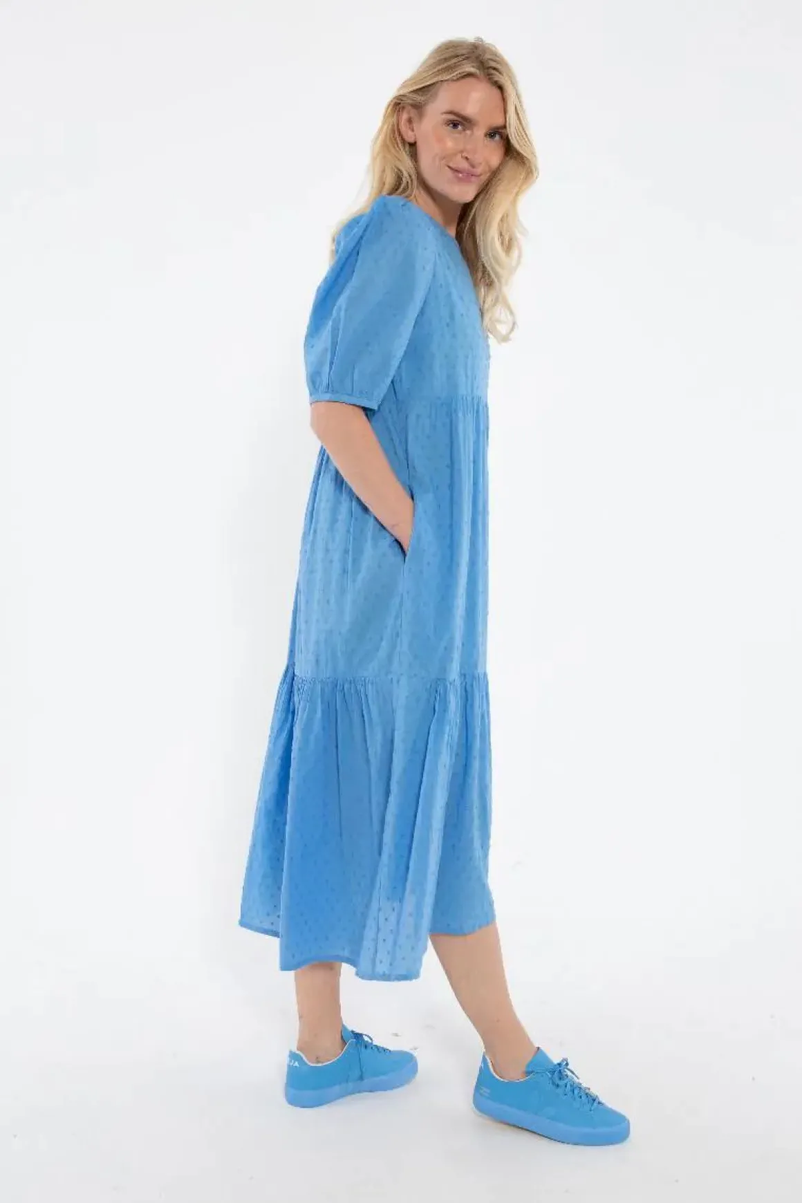 Danejuli Cotton Dot Dress Ice Blue