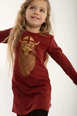 Danekvik Sweater Dress Red Wine Freja (Glitter)