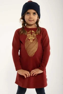 Danekvik Sweater Dress Red Wine Freja (Glitter)