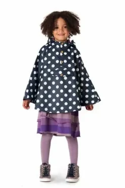 Danela Poncho Navy/Offwhite Dots
