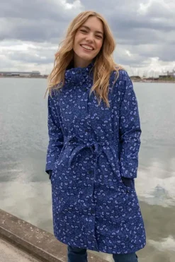 Danelisabeth Raincoat Navy/Lilac Fleurie