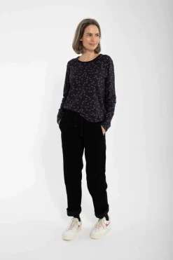 Danelotte Viscose Slub Tee Black/Grey Viola Fleurie