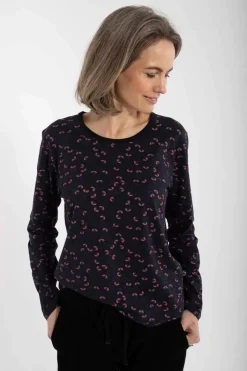 Danelotte Viscose Slub Tee Black/Grey Viola Fleurie