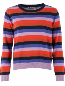 Danepearly Pearl Knit Sweater Dk Navy/Cold Purple/Bright Red