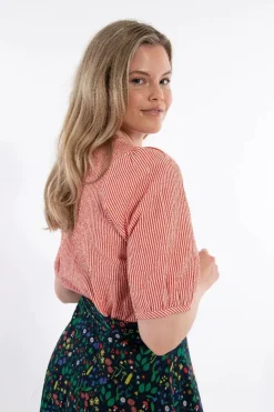 Daneprosecco Searsucker Shirt Bright Red/Chalk