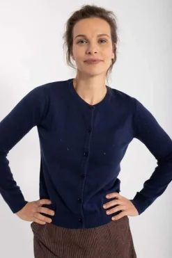 Danesaga Hole Knit Cardigan Dk Navy