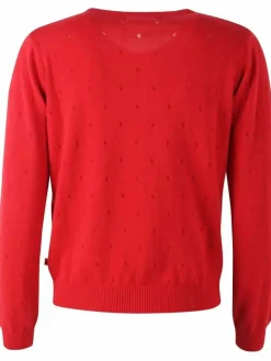Danesaga Hole Knit Cardigan Dk Red