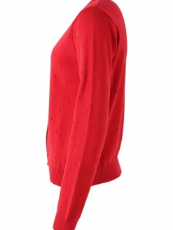 Danesaga Hole Knit Cardigan Dk Red