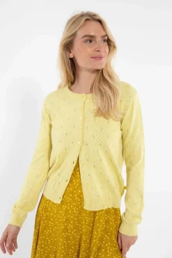 Danesaga Hole Knit Cardigan Pale Yellow