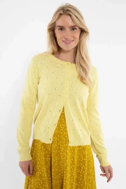 Danesaga Hole Knit Cardigan Pale Yellow