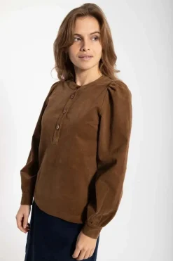 Danesanna Cord Stretch Shirt Brown Beige